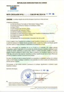 La promotion et la pratique du sport en milieu professionnel recommandées aux travailleurs du Nord-Kivu.